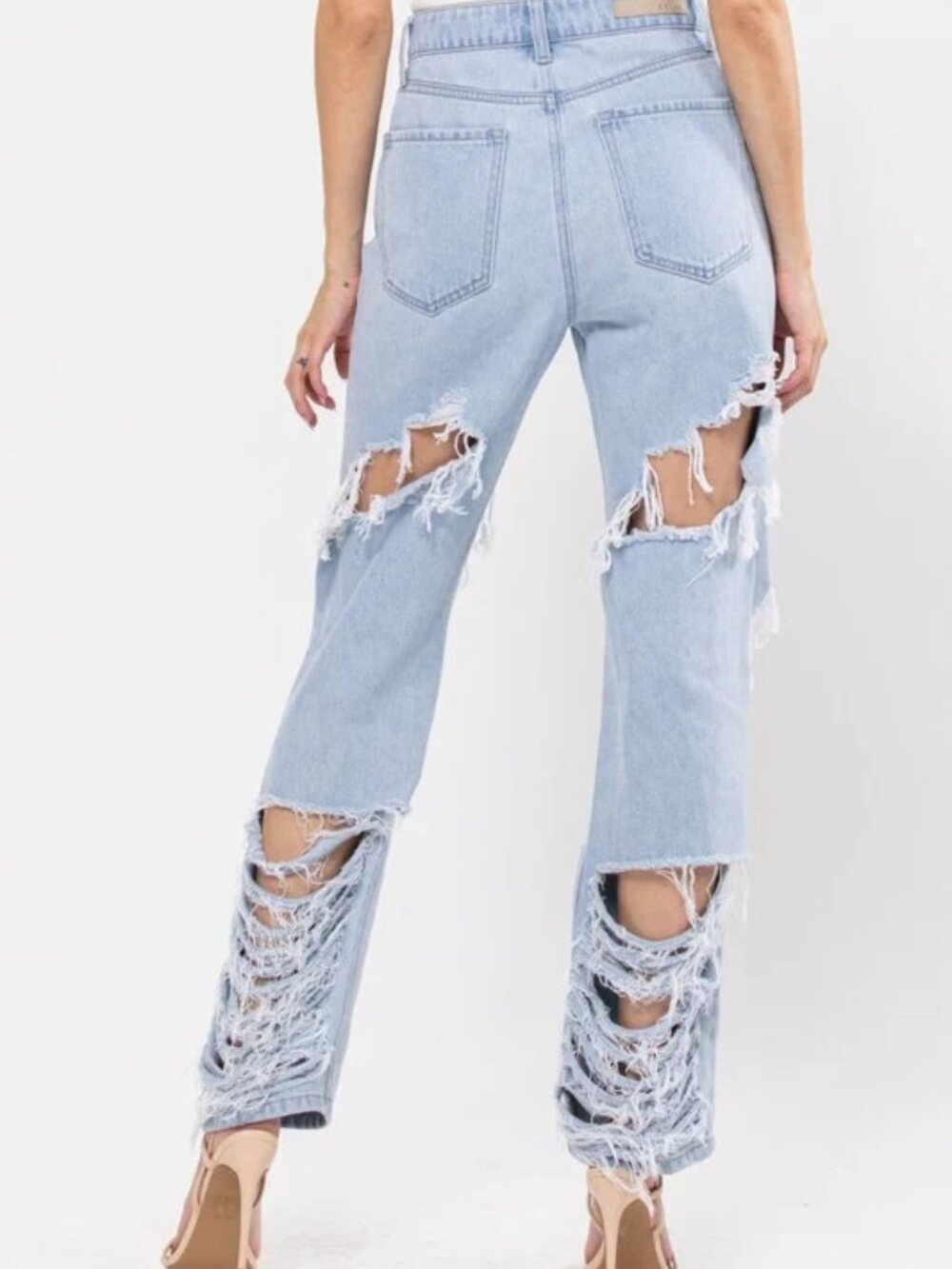 Cello Destroyed 90's High Rise Straight Leg Jeans Size 7 Waist 29" - Picture 2 of 11
